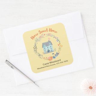 Home Sweet Home Real Estate Welcome New Homeowner  Square Sticker
