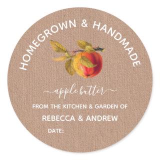 Homegrown & Handmade Green Apple Butter Mason Jar  Classic Round Sticker