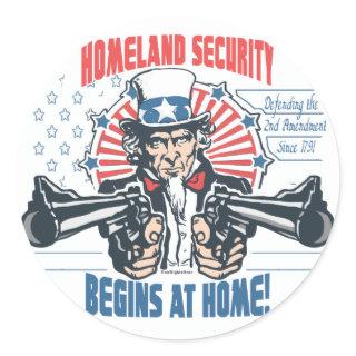 Homeland Security Begins with 2nd Amendment Classic Round Sticker