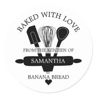 Homemade Banana Bread Baked With love Classic Round Sticker