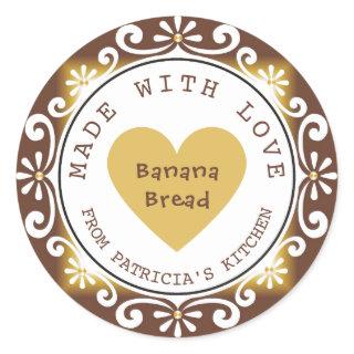 Homemade Banana Bread Made With Love Classic Round Sticker