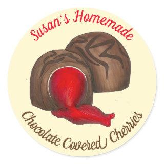 Homemade Chocolate Covered Cherry Cordials Candy Classic Round Sticker