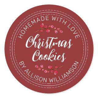 Homemade Christmas Cranberry Cookies Red Classic Round Sticker