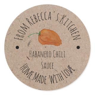 Homemade Kraft Paper | Habanero Chili Sauce  Classic Round Sticker