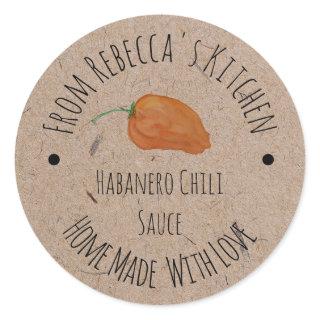 Homemade Kraft Paper | Habanero Chili Sauce  Classic Round Sticker