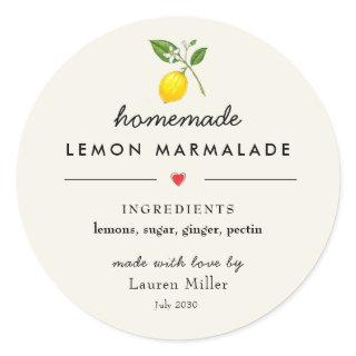 Homemade Lemon marmalade Modern Jar Classic Round Sticker