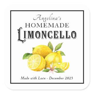 Homemade Limoncello Italian Liqueur with Name Square Sticker