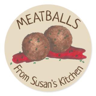 Homemade Meatballs Italian Kitchen Personalized Classic Round Sticker