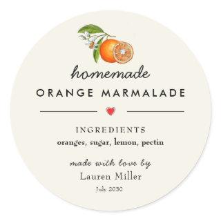 Homemade Orange marmalade Modern Jar Classic Round Sticker
