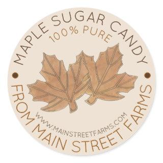 Homemade Pure Organic Maple Sugar Candy Vermont Classic Round Sticker
