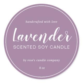 Homemade Soy Candle Calligraphy Dusty Lavender Classic Round Sticker