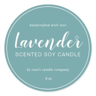 Homemade Soy Candle Calligraphy Dusty Turquoise Classic Round Sticker