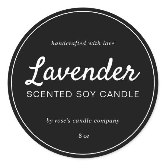 Homemade Soy Candle Chic Calligraphy Black Classic Round Sticker