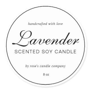 Homemade Soy Candle Chic Calligraphy Black White Classic Round Sticker