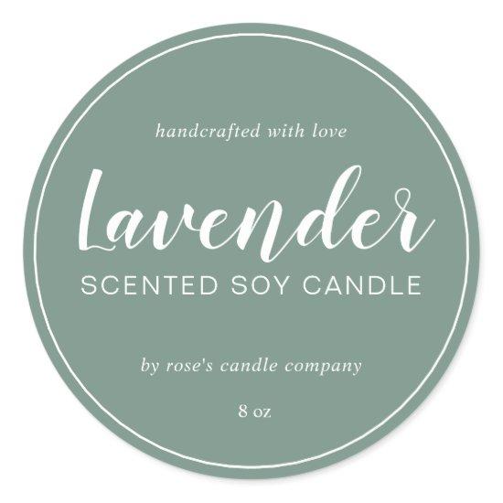 Homemade Soy Candle Chic Calligraphy Dusty Green Classic Round Sticker