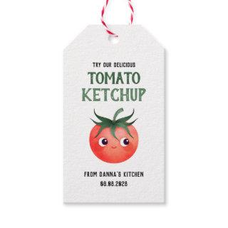 Homemade Tomato Ketchup with little tomato Gift Tags