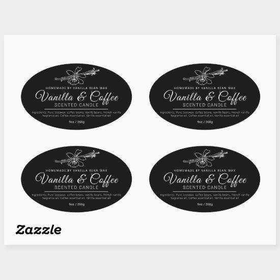 Homemade vanilla coffee candle mono ingredients re oval sticker