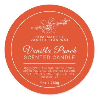 Homemade vanilla fruit punch candle ingredients classic round sticker