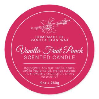 Homemade vanilla fruit punch candle ingredients classic round sticker