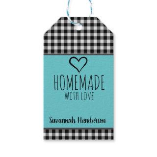 Homemade with love Buffalo Plaid and Teal Gift Tags