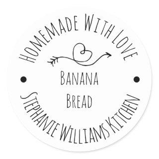 Homemade with Love Heart and Arrow  |  Baked Goods Classic Round Sticker