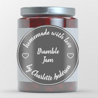 Homemade with Love | Heart Jam Chalk Black Modern Classic Round Sticker