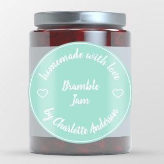 Homemade with Love |  Heart Modern Jam Mint Green Classic Round Sticker