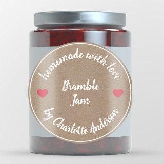 Homemade with Love | Jam Canning Kraft Red Heart Classic Round Sticker