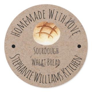 Homemade with Love Kraft Paper |  Loaf of Bread  Classic Round Sticker