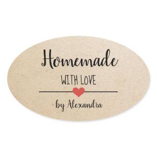 Homemade with love kraft personalized oval sticker