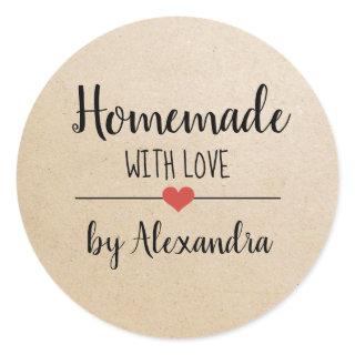 Homemade with love kraft script personalized classic round sticker