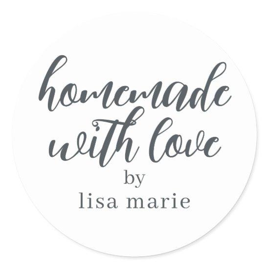 Homemade with Love Personalized  Classic Round Sticker