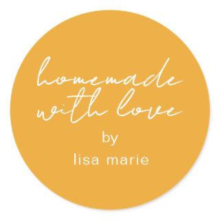 Homemade with Love Personalized Mellow Yellow Gift Classic Round Sticker
