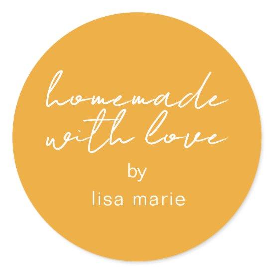 Homemade with Love Personalized Mellow Yellow Gift Classic Round Sticker