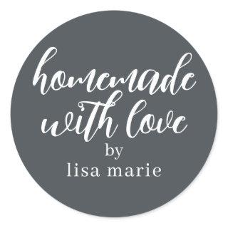 Homemade with Love Personalized Off-Black Gift Classic Round Sticker