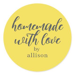 Homemade with Love Personalized Yellow Gift Classic Round Sticker