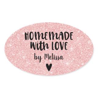 Homemade With Love Pink Glitter Heart Sticker