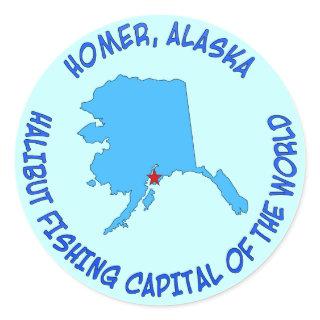 Homer, Alaska Halibut Fishing Capital of the World Classic Round Sticker