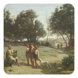 Homer and the Shepherds in a Landscape, 1845 Square Sticker