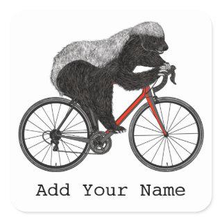 Honey Badger Cycling Funny Badass Cyclist Add Name Square Sticker