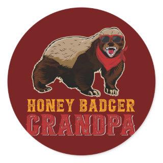 Honey Badger Grandpa Honey Badger Wearing Classic Round Sticker