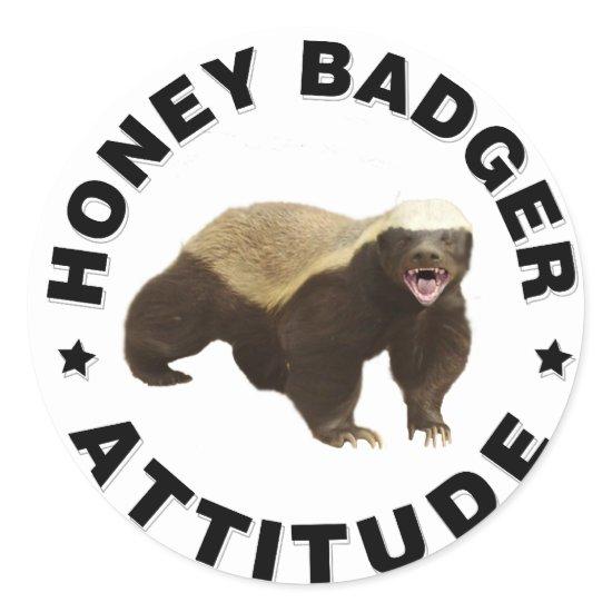 Honey badger has attitude classic round sticker
