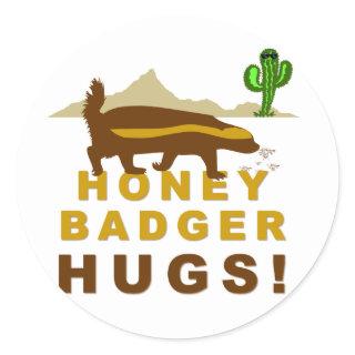 Honey Badger Hugs Classic Round Sticker