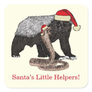 Honey Badger Snake Funny Festive Irony Santa Quote Square Sticker