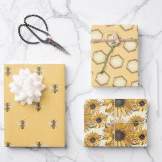Honey Bee Honeycomb Sunflower Beekeeper Gift Wrap