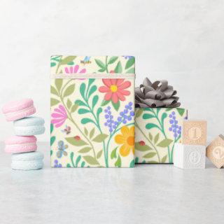 Honey Bee, Ladybug, Butterfly, Dragonfly & Flowers