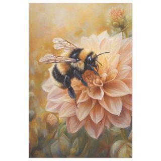 Honey Bee on a Peach Pink Flower Decoupage Tissue Paper