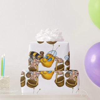 Honey Bee with Baskets Fun Busy Bee Illustration