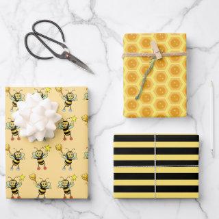 Honey bees with heart & honeycomb pattern  sheets