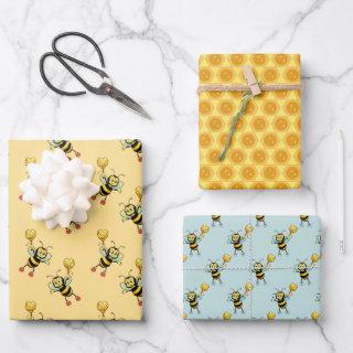 Honey bees with heart & honeycomb pattern  sheets